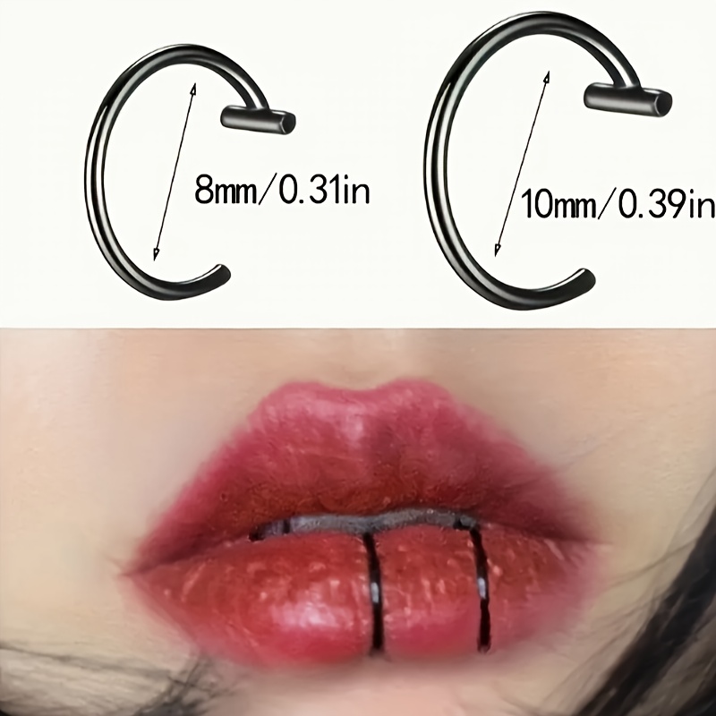 2pcs Minimalist Punk Style Non-Piercing Lip Rings, Unisex